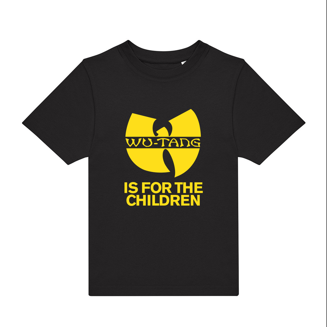 Black Printed Kids T-Shirt Front